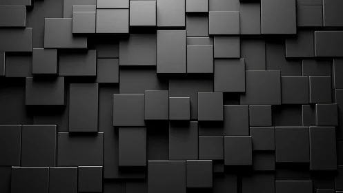 Minimalist black 3D geometric cubes abstract background design.