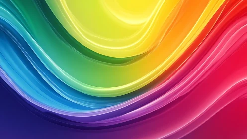 Curved rainbow color bands form smooth layered wave gradients