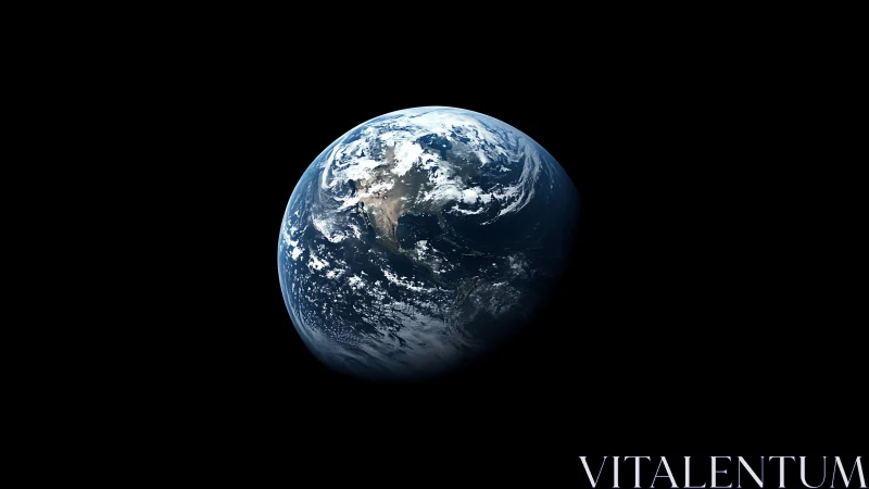 Lonely blue planet leans into the dark, quietly dazzling space