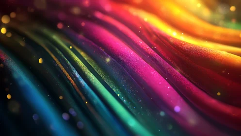 Shimmering rainbow waves of light dancing in soft motion.