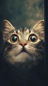 Tabby Felid Portrait with Amber Irises and Dramatic Chiaroscuro.