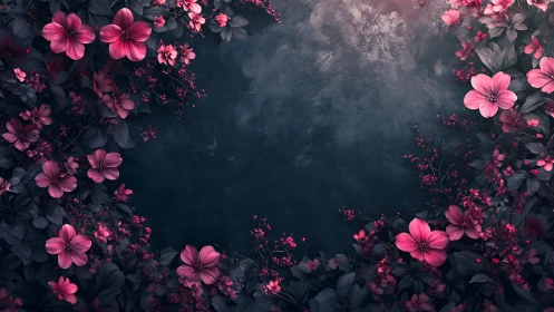 Moody Floral Symphony: Pink Cosmos Against Twilight Haze.