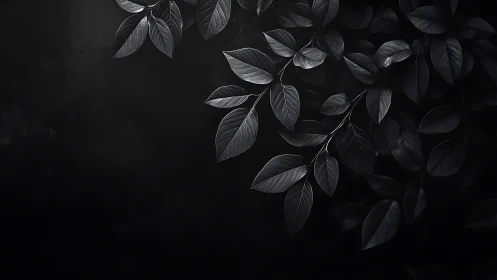 Low key monochrome foliage with directional rim lighting study