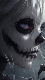 Moonlit skull siren studies you with one haunted eye