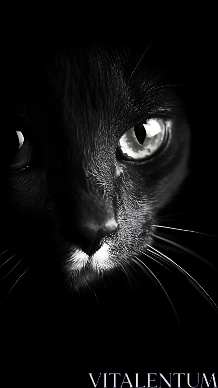 Black Cat Eye Close-Up in High Contrast.