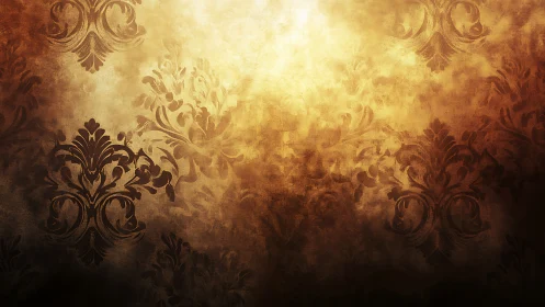 Vintage damask pattern in distressed golden brown texture.