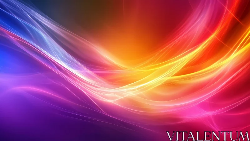 Radiant neon light waves flow across a vibrant digital canvas