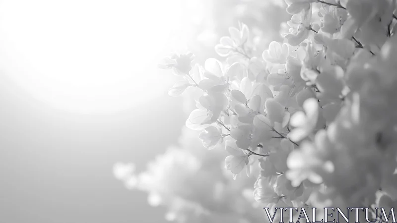 Delicate Blossoms Emerge Through Ethereal Monochromatic Softness