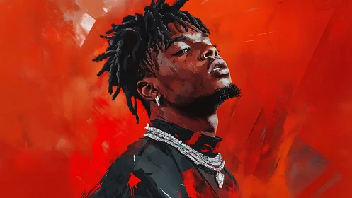 Bold portrait celebrates confident style in vivid red energy