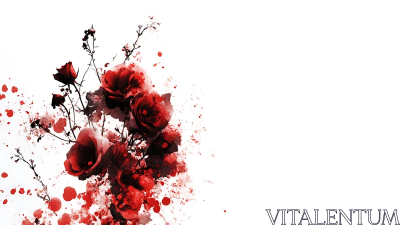 Watercolor Roses with Dispersing Pigment Splatter Technique.