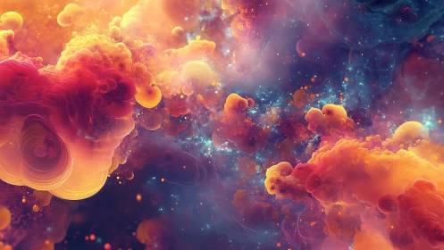 Nebular gas cloud fractal field with luminous volumetric plumes