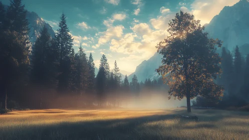 Mist-Veiled Valley Awakens at Dawn.