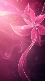 Luminous pink abstract flower drifts through dreamy light