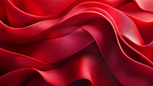 Flowing Red Satin Fabric Abstract Close-Up in Vivid Detail.