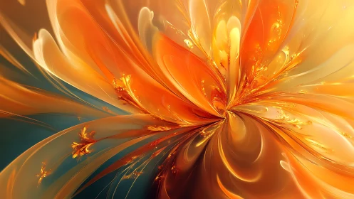 Radial fractal bloom renders fluid orange light trails in motion