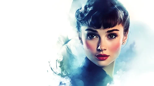 Digital painting portrait with ethereal negative space field.