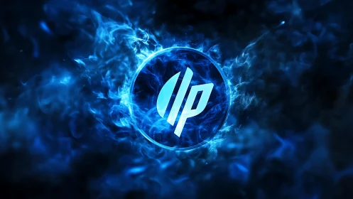 Electric blue logo orb crackles inside swirling plasma storm