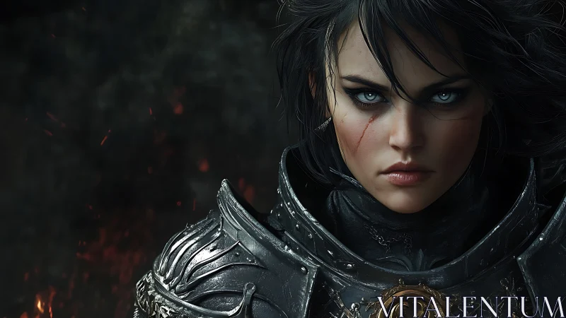 Armored warlord portrait with high-detail digital rendering.