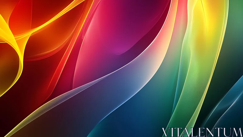 Multicolored translucent wave forms on dark gradient field.