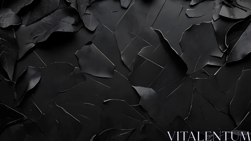 Textured black cracked surface with layered matte fragments.