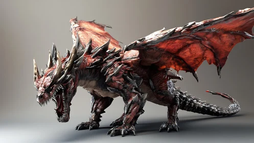 Ember-plated inferno dragon unfurls serrated wings. Period.