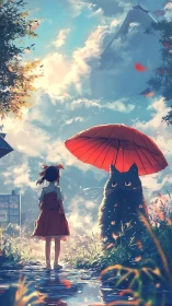 Quiet rainy afternoon with a girl and her giant cat friend.