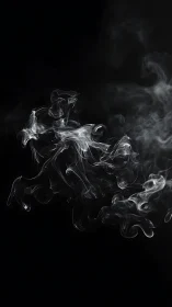 Monochrome smoke plumes swirling over deep black negative space.