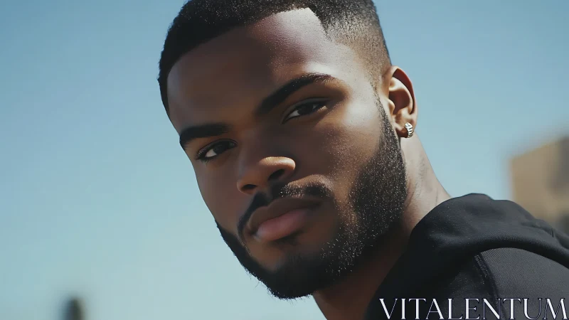 High-resolution close-up portrait with shallow depth of field and hard light