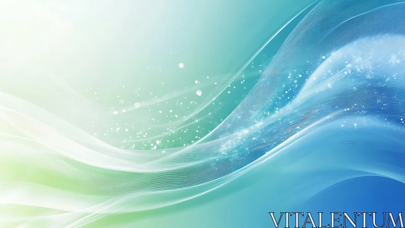 Soft aqua light waves flow in a serene abstract background