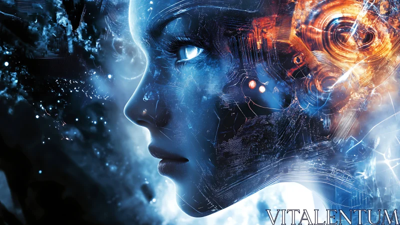 Neon mindscape ignites within a luminous cybernetic dream.