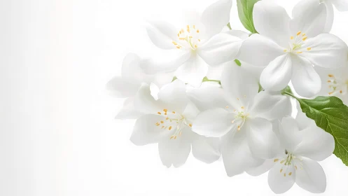 White jasmine blossoms with golden stamens clustered densely