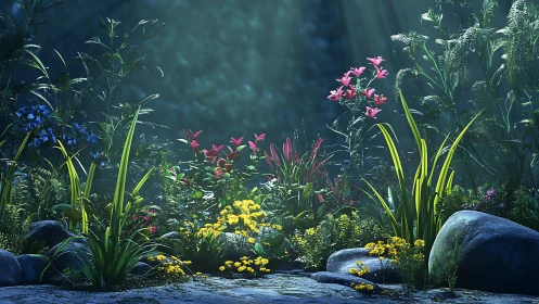Volumetric Subsurface Illumination in Procedurally Generated Botanical Garden Scene