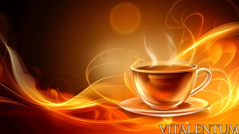 Luminescent Tea Cup With Dynamic Warm Light Composition.