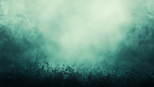 Emerald mist meadow where quiet shadows learn to breathe.