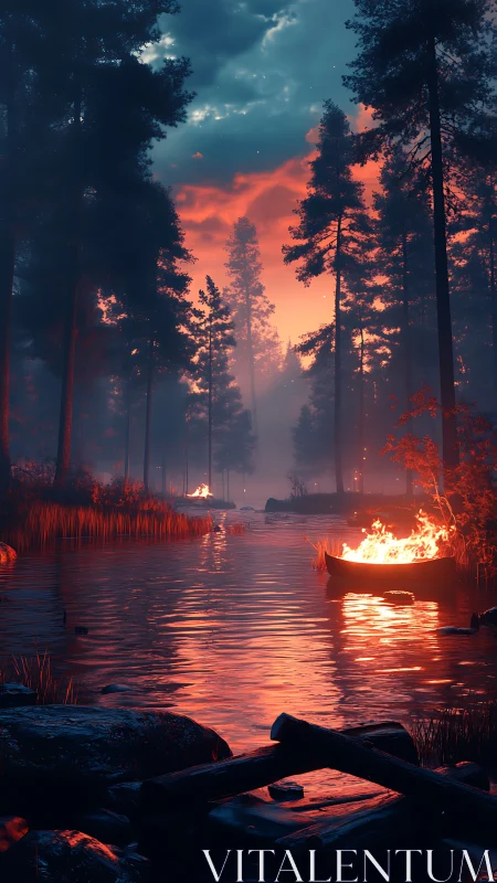 Twilight Sanctuary: Mystical Lakeside Fire Ritual.