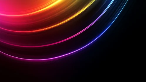 Curved neon light trails render smooth RGB spectral gradients precisely