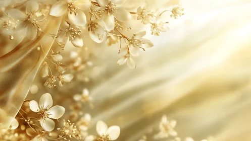 Delicate Golden Florals in Elegant Cream and Gold Hues.