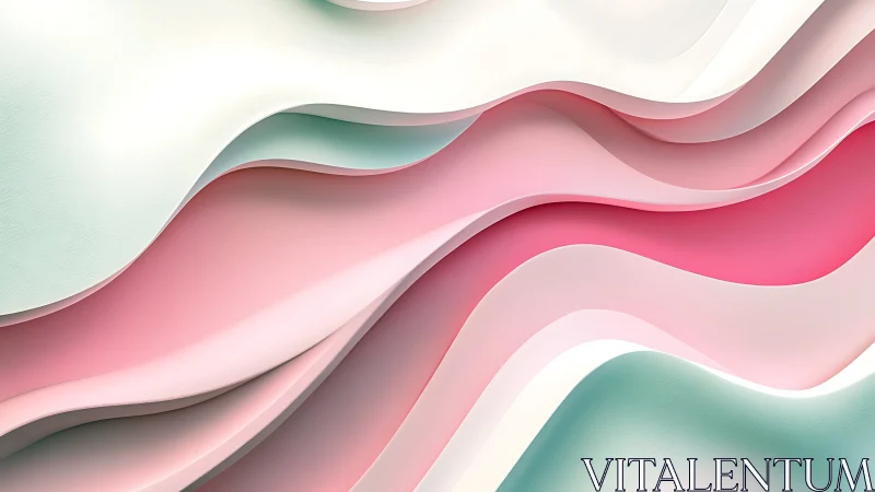 Layered pastel wave surfaces form fluid abstract topography