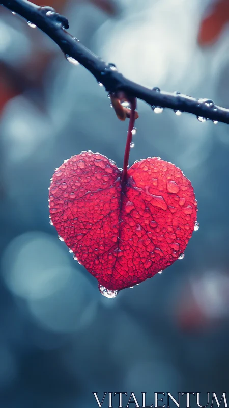 Rain-soaked Heart-shaped Seed Pod Close-up.