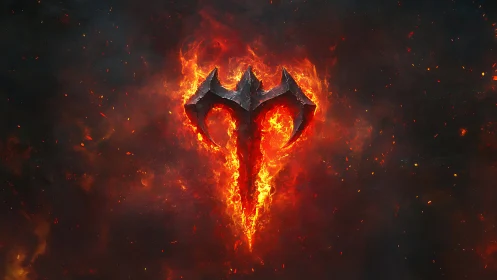 Molten demonic sigil forged in burning embers and dark ash
