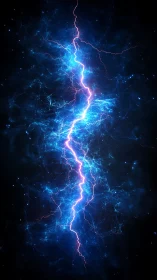 Vertical plasma discharge divides blue energy field symmetrically