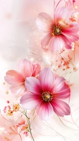 Cosmos flowers rendered in gradient technique.