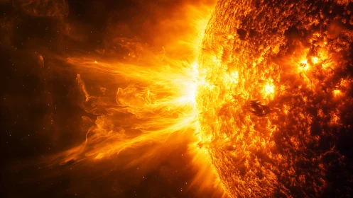 Solar tempest unfurls in roaring ribbons of cosmic fire.