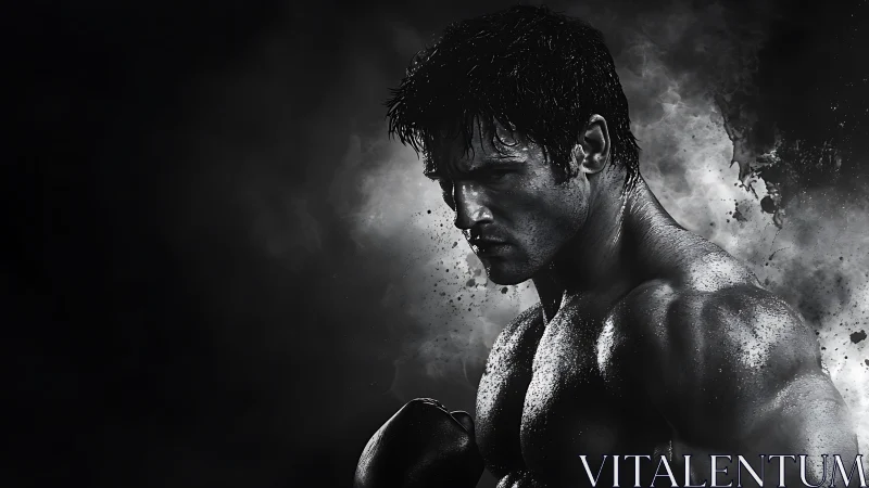 Boxer Profile in Dramatic Grayscale Intensity.