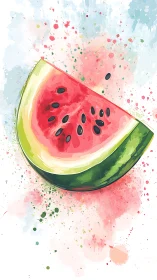 Watermelon slice illustration uses loose watercolor effects