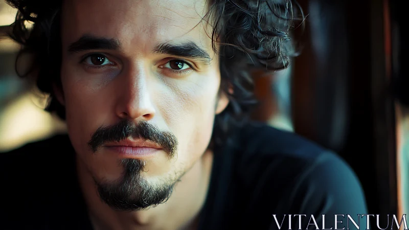 Softly lit male portrait with shallow depth of field and bokeh background