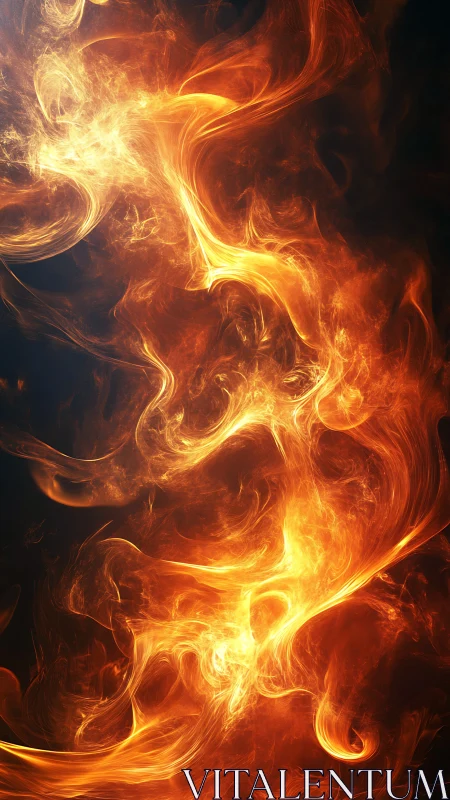 Blazing Fire Forms: Dynamic Orange Flames Against Dark Background.