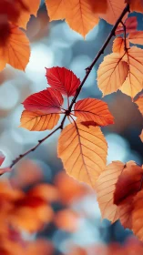 Shallow‑focus autumn leaves with warm bokeh and vein detail