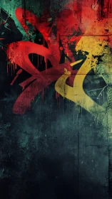 Urban graffiti burst with red yellow strokes on concrete