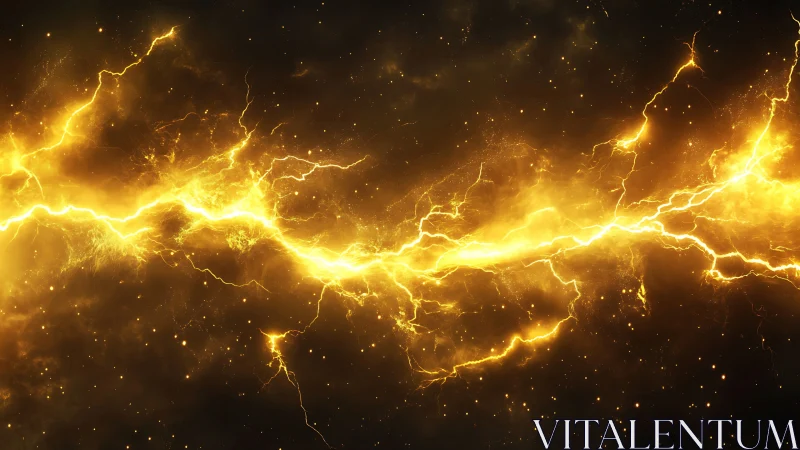 Electrical discharge network against dark background.